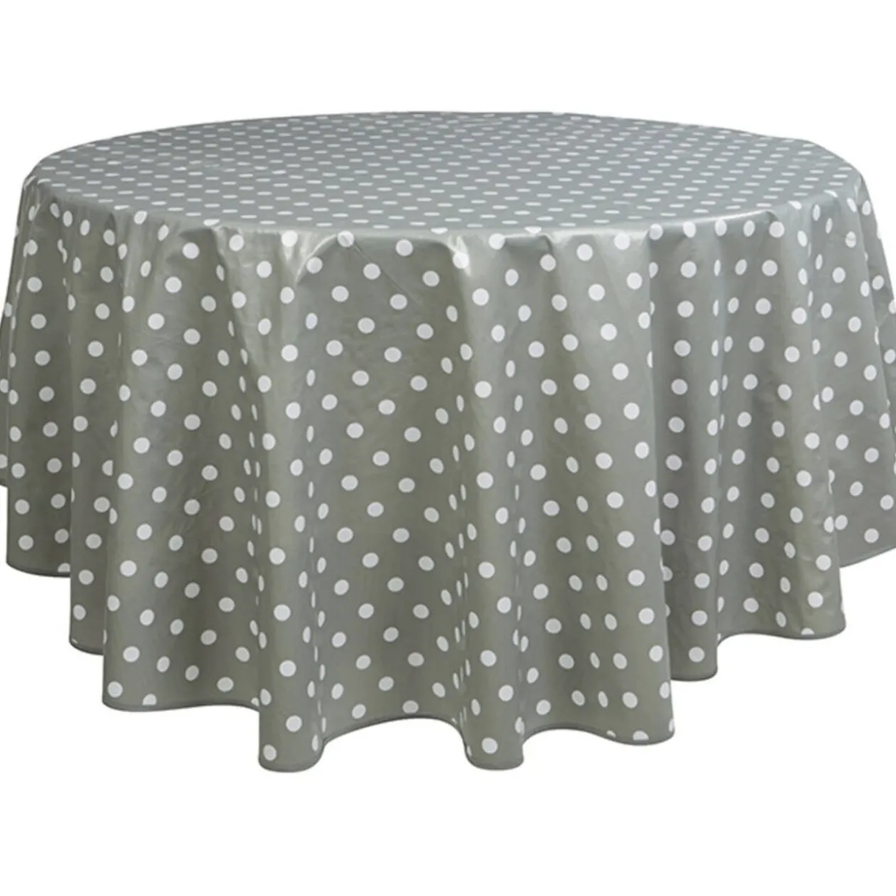 Nappe ronde grise motifs pois blancs