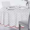 Nappe ronde imprimée design oreige blanc gris