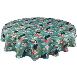 Nappe ronde motif caraïbes perroquet