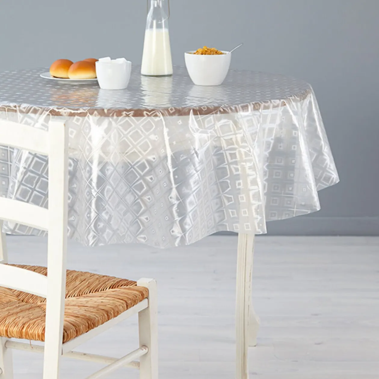 Nappe ronde motifs carrés 3D