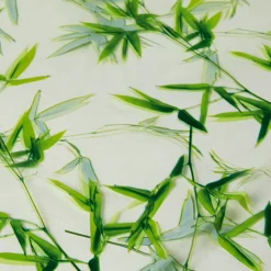 Nappe ronde motifs feuilles de bambou