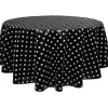 Nappe ronde noire motifs pois blancs
