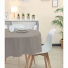 Nappe ronde polyester enduit uni taupe