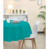 Nappe ronde toile cirée bleu turquoise uni