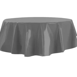 Nappe ronde toile cirée grise claire unie