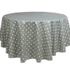 Nappe ronde toile cirée grise motifs pois blancs