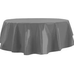 Nappe ronde toile cirée grise claire unie