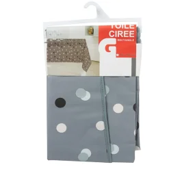 Nappe toile cirée rectangulaire motif pois gris