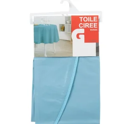 Nappe toile cirée ronde bleue