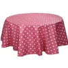 Nappe toile cirée ronde rose fuchsia à pois blancs