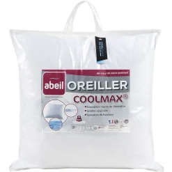 Oreiller Coolmax respirant moelleux blanc 60x60x15cm