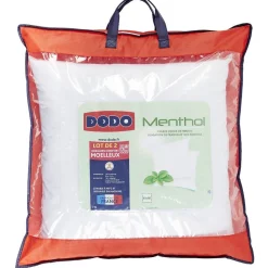 Oreiller menthol Dodo confort moelleux carré blanc x2
