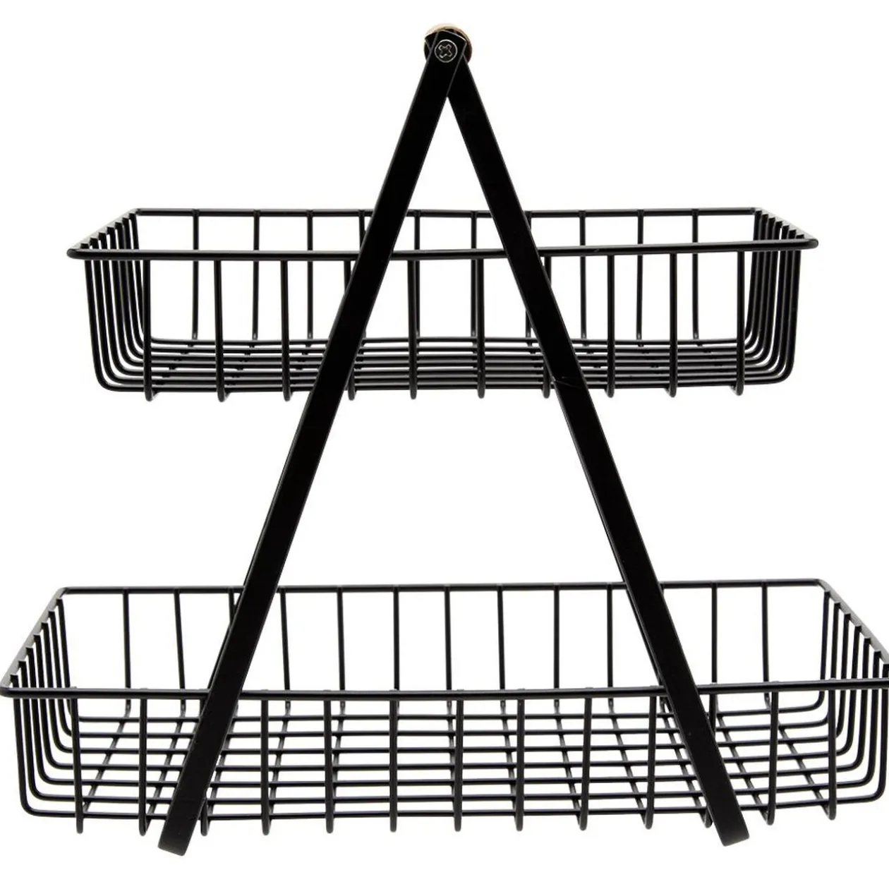 Panier à fruits 2 niveaux noir et naturel