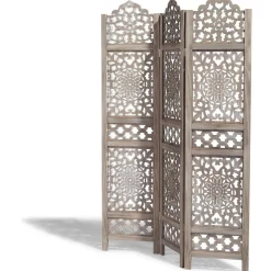Paravent 3 volets Jaipur effet patiné