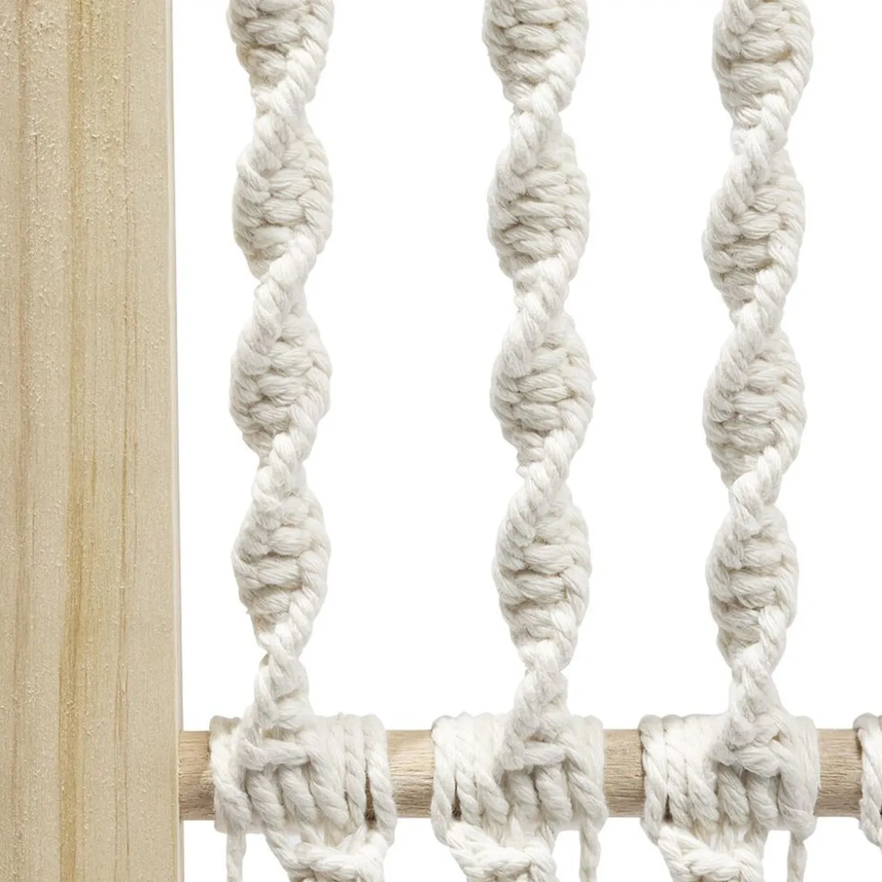 Paravent Zélie pin et coton effet macramé - L120xH170 cm