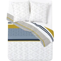 Parure 2 personnes 100% coton finition bouton 240x220cm