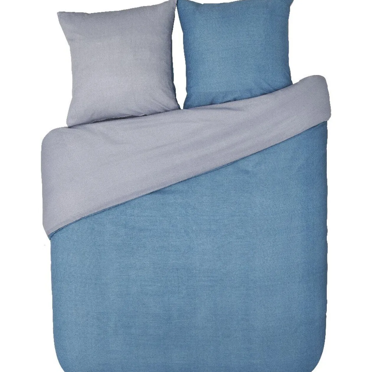 Parure de couette bicolore bleu et gris