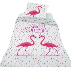 Parure de lit 1 personne flamant rose