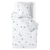 Parure de lit 1 personne 140x200cm motif lune étoile blanc