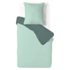 Parure de lit 1 personne 140x200cm polycoton réversible vert d'eau