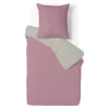 Parure de lit 1 personne 140x200cm polycoton réversible rose