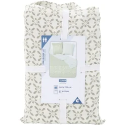 Parure de lit 2 personnes 220x240 cm gris blanc motif plumes ou fleurs