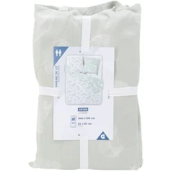 Parure de lit 2 personnes 220x240 cm gris blanc motif plumes ou fleurs