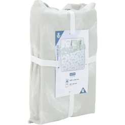 Parure de lit 2 personnes 240x260 cm gris blanc motif plumes