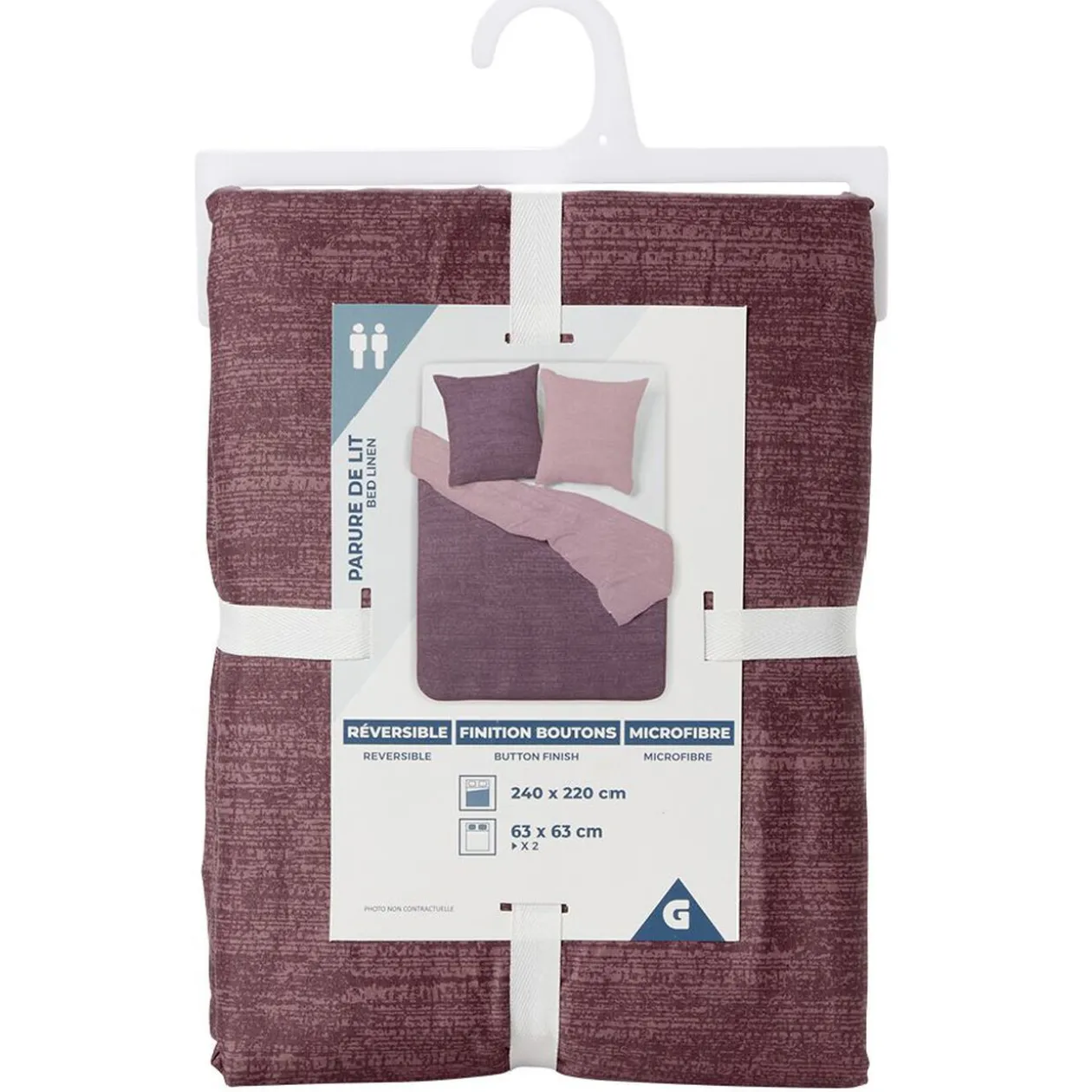 Parure de lit 2 personnes bicolore 240x220cm