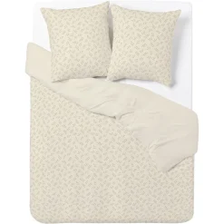 Parure de lit 2 personnes 240x220cm polycoton feuillage beige