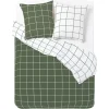 Parure de lit 2 personnes 200x200cm réversible quadrillé vert et blanc