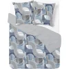 Parure de lit 2 personnes 240x220cm réversible courbe géométrique bleu et gris