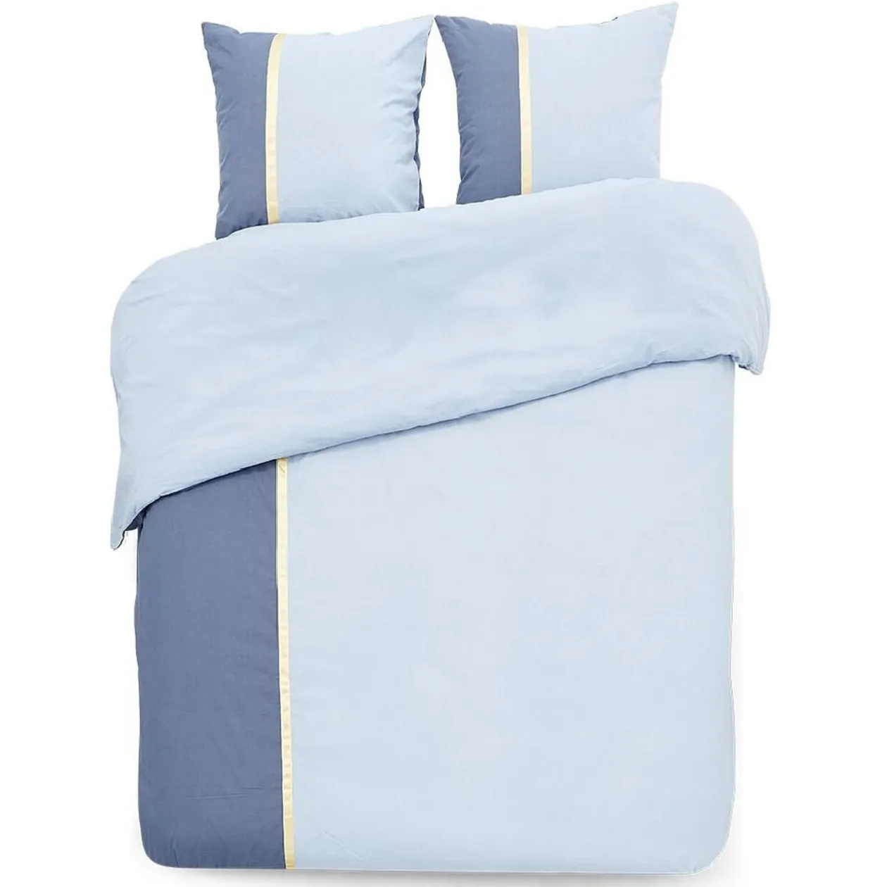 Parure de lit 2 personnes 240x220cm réversible bleu clair et foncé