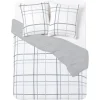 Parure de lit 2 personnes 240x220cm réversible quadrillage gris et blanc