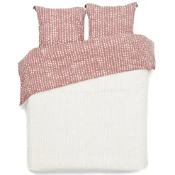 Parure de lit 2 personnes 240x220cm réversible ligne de point rouge blanc