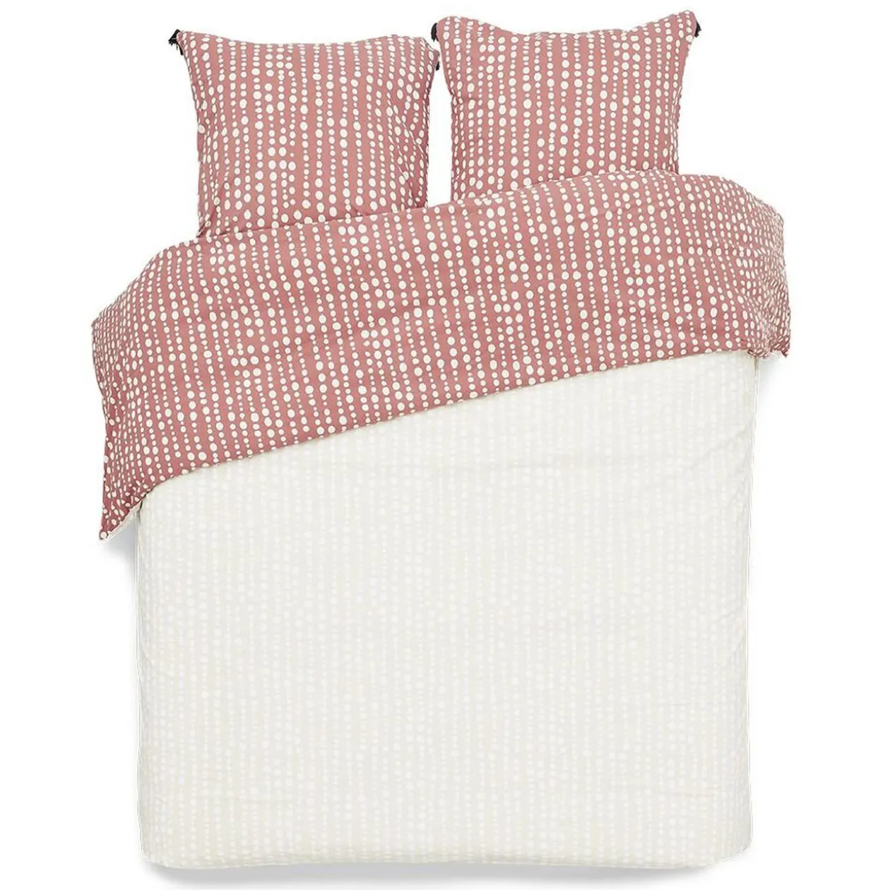 Parure de lit 2 personnes 240x220cm réversible ligne de point rouge blanc