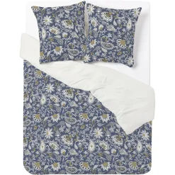 Parure de lit 2 personnes 240x220cm réversible paisley bleu et beige