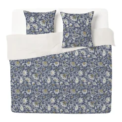 Parure de lit 2 personnes 260x240cm réversible paisley bleu et beige