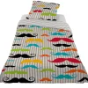 Parure de lit 1 place design moustaches multicolores
