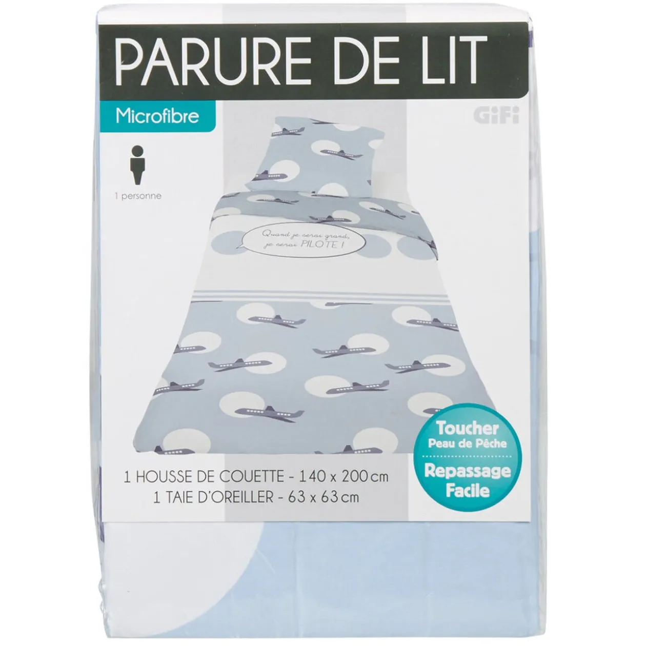 Parure de lit 1 place design avion