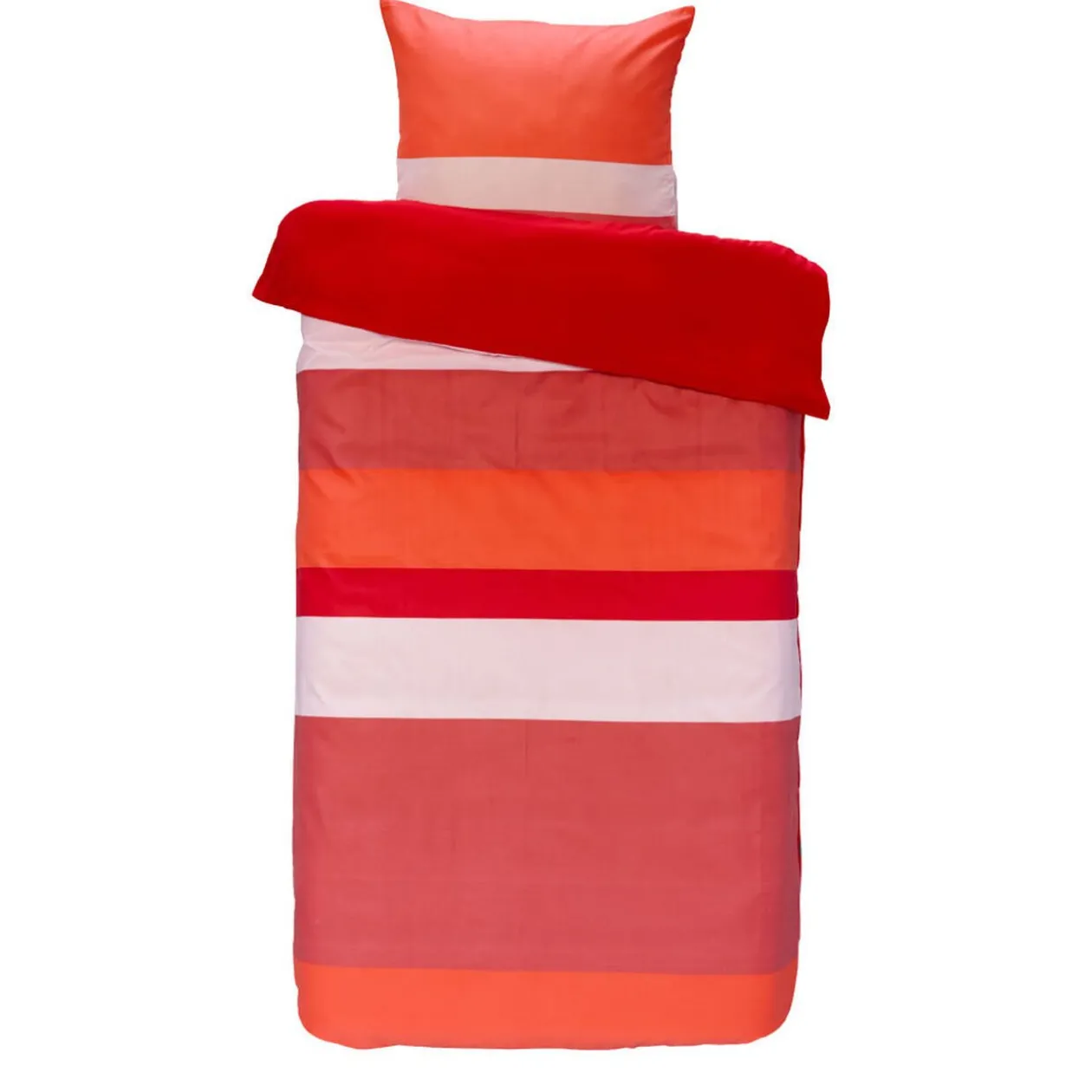 Parure de lit 1 place motif rayure rose