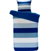 Parure de lit 1 place motif rayure bleu blanc