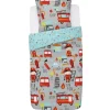 Parure de lit 1 place multicolore imprimé pompiers