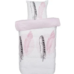 Parure de lit 1 place plumes roses