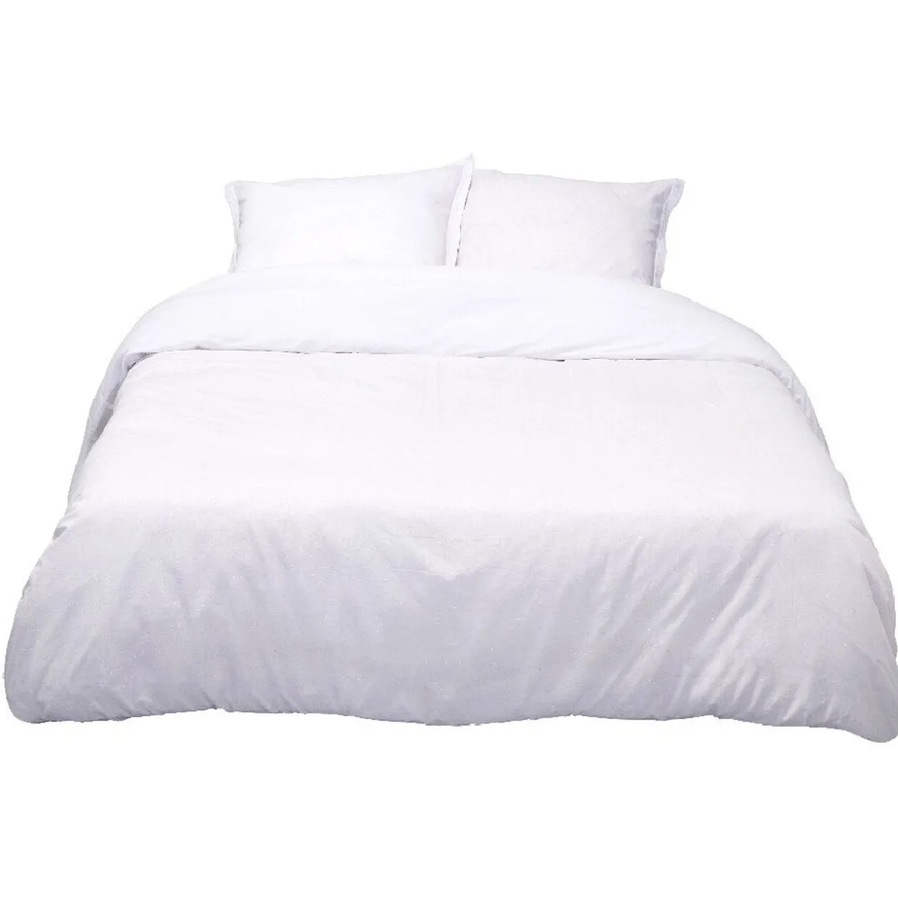 Parure de lit 2 places blanche pailletée or