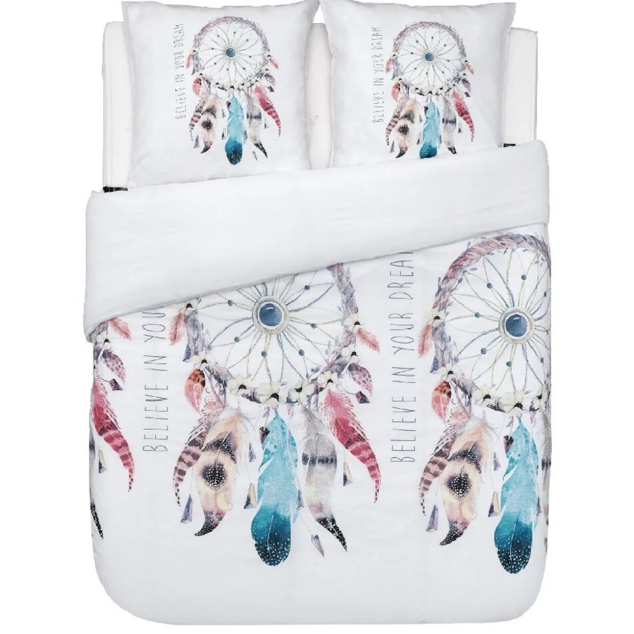 Parure de lit 2 places blanche imprimé attrape rêves