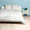 Parure de lit 2 places blanche motifs pois multicolores