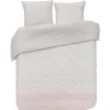 Parure de lit 2 places blanche et rose motifs demi-lunes