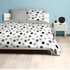 Parure de lit 2 places blanche design pois noir gris et taupe