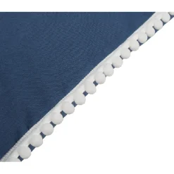 Parure de lit 2 places blanche finition pompons bleus